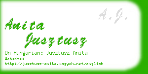 anita jusztusz business card